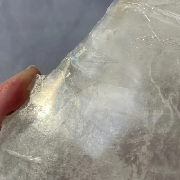 Natural Selenite Crystal Display (Lots of Rainbows!)